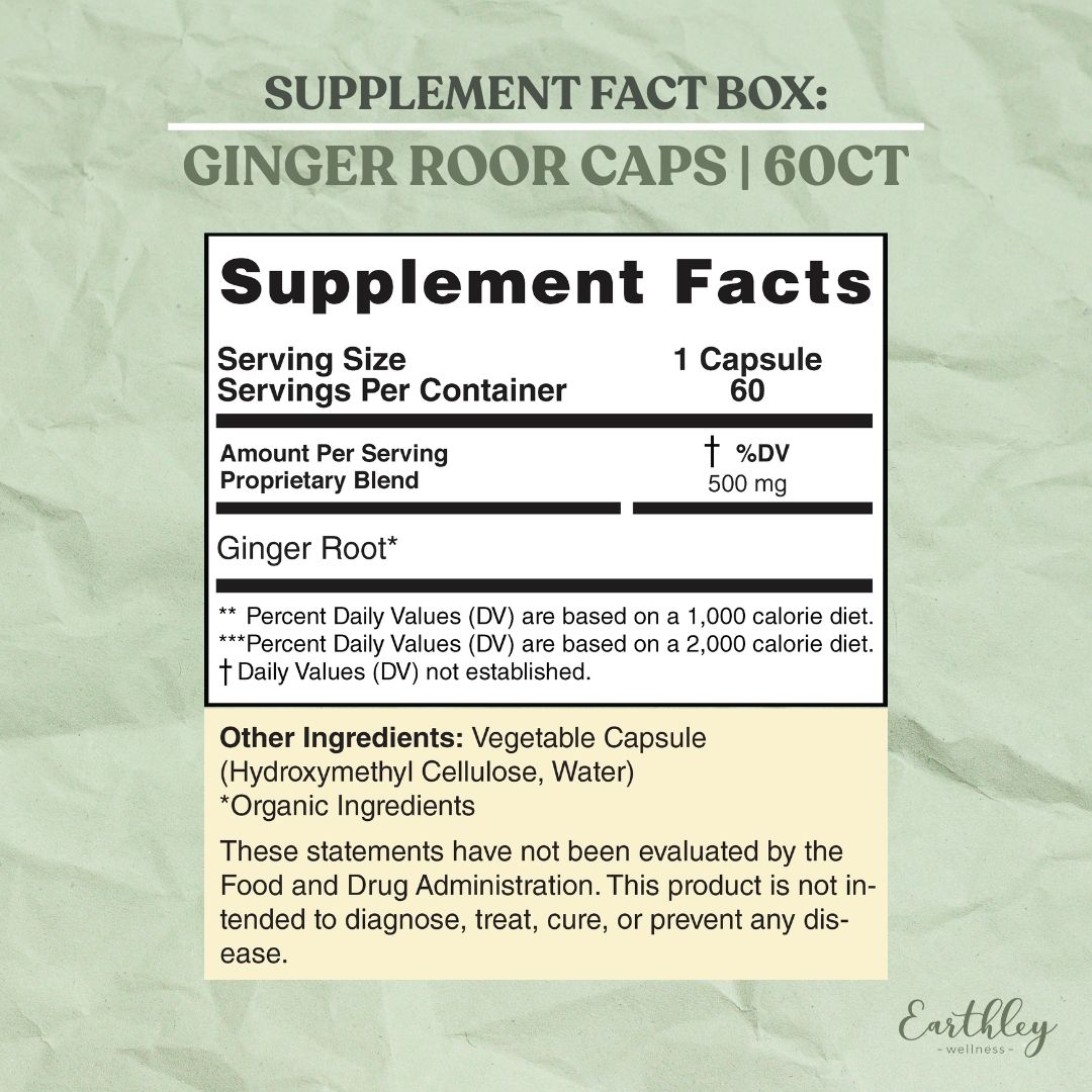 Ginger Root Capsules - Relieves occasional nausea and promotes