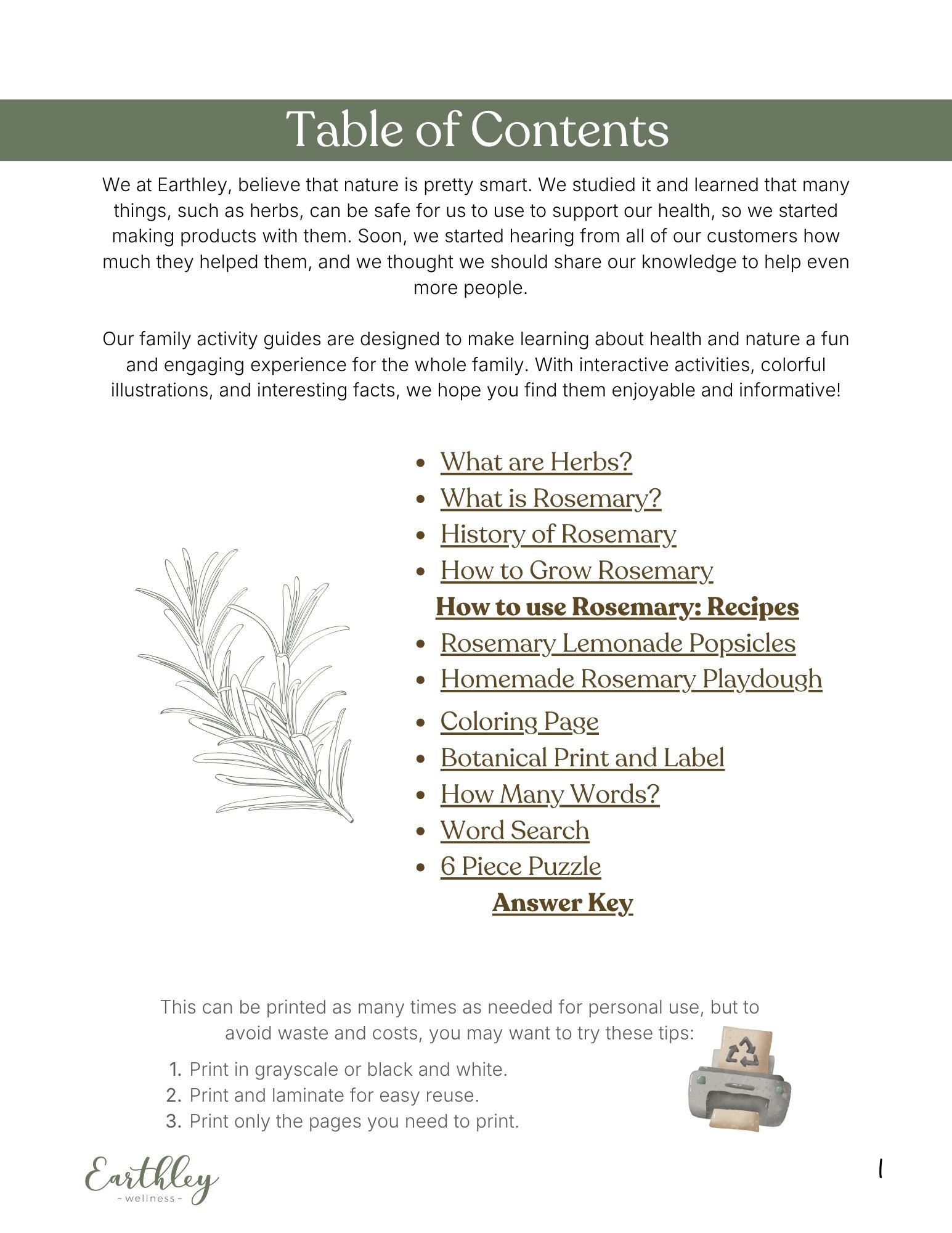 Rosemary Mini Family Guide [PDF Digital Download] | Natural